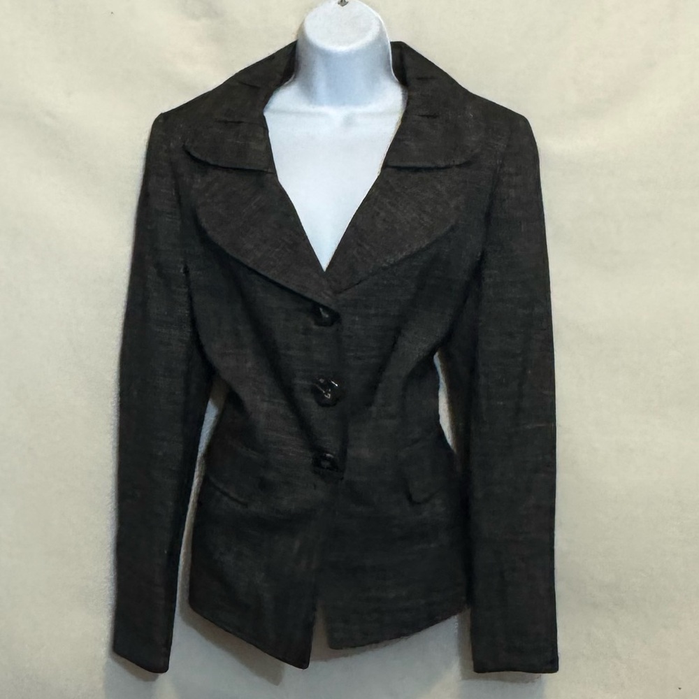 B-275 Le‎ Suit Black & White Long Sleeve Lined Blazer Suit Jacket Size 10